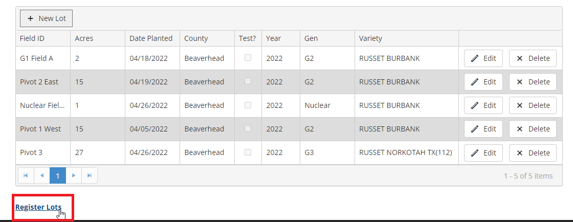 Register Seed Lots